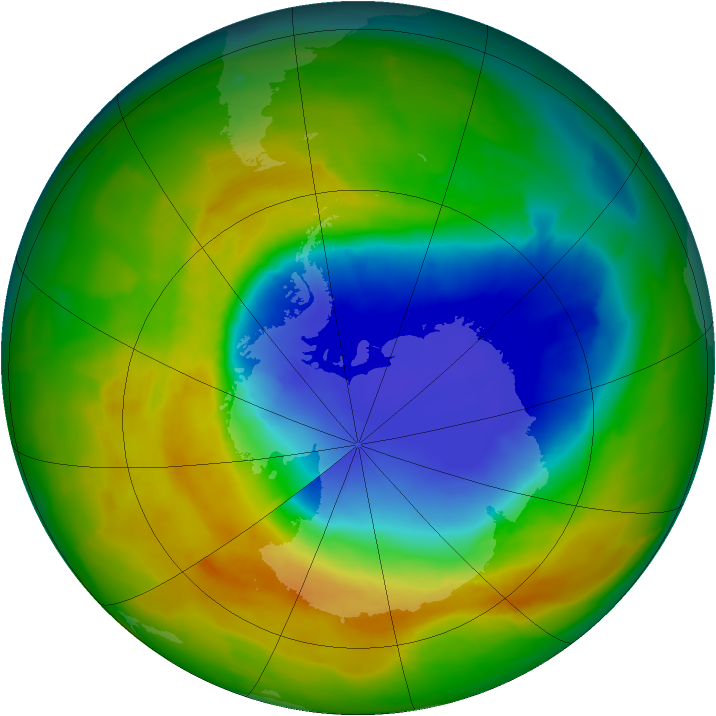 Antarctic ozone map for 25 October 2012